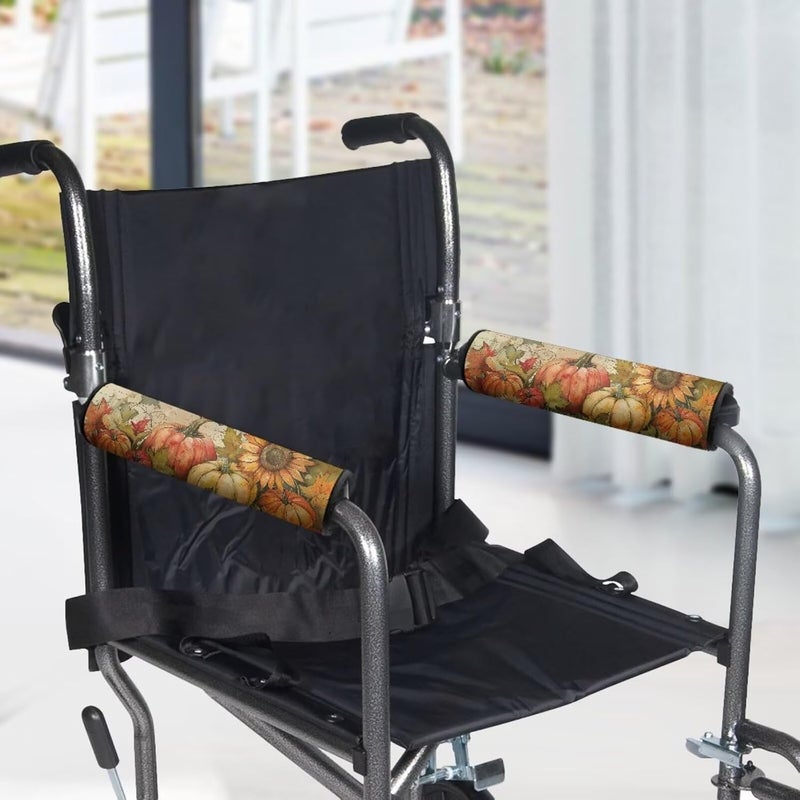 Vanideaoty Pumpkin Sunflower Wheelchair Arm Pads Comfortable and Protective Medical Accessory Elastic Office Chair Arm Pads for Padded Lightweight Thanksgiving Decor - Image 4
